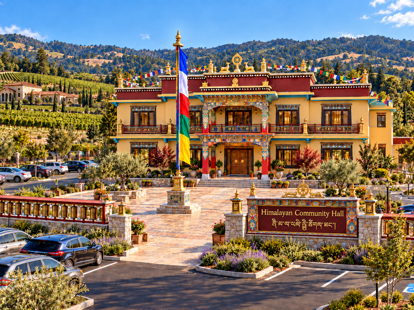 Imaginary Himalayan Community Hall - AI Generated